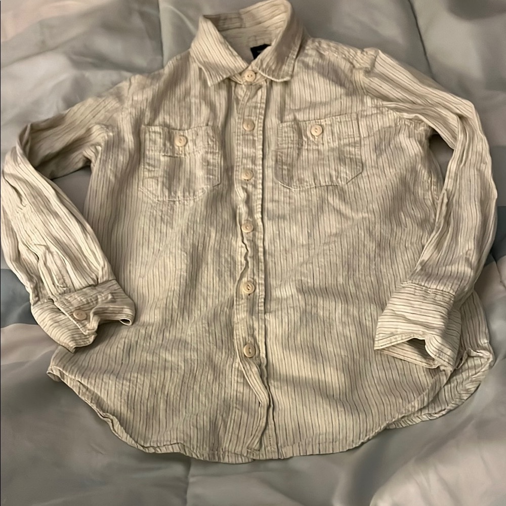 Men's boys gap Cream Striped Shirt